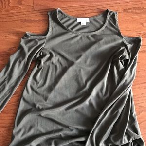 Green cold shoulder top